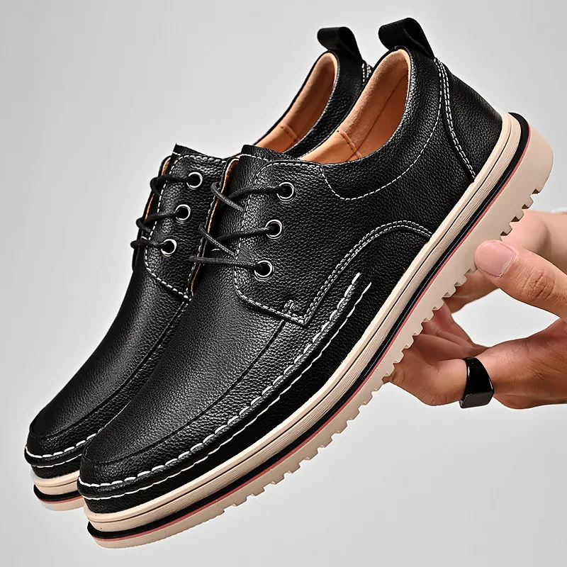 Casual Business Shoes for Men Flats Leather Footwear Men's Leisure Derby Shoe Businessmen Dress Formal Loafer 2026 New