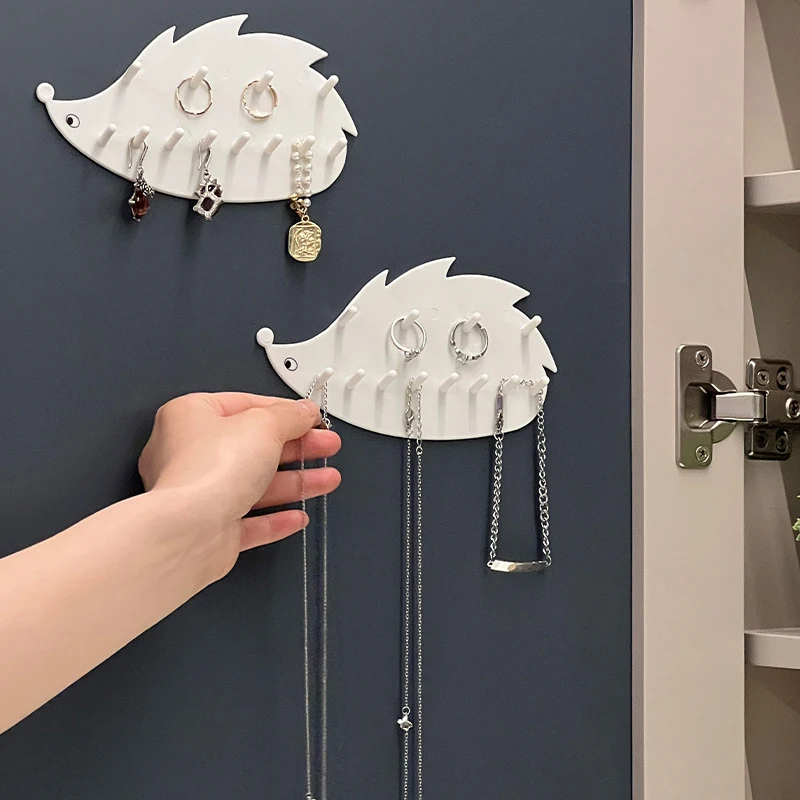 

Creative Hedgehog Shape Hook Wall Mount Keys Storage Rack Multi-functional Home Mirror Cabinet Key Jewelry Necklace Ring Holder