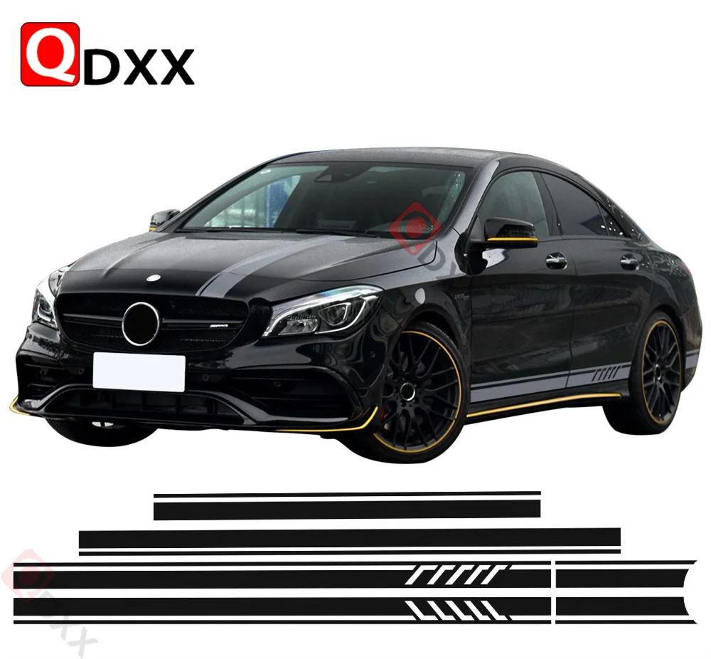 

Edition 1 Style Top Roof Bonnet Side Stripes Decal Stickers for Mercedes Benz W117 C117 X117 CLA45 AMG Black/White/5D Carbon