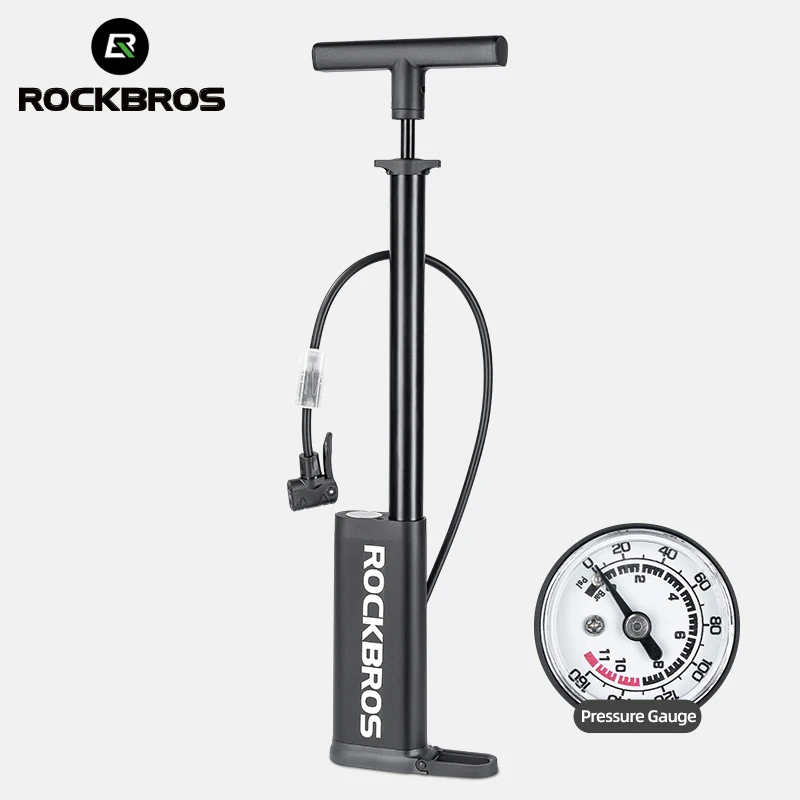 

ROCKBROS Cycling Air Pump Visual Pressure Gauge Portable 160PSI Bicycle Air Pump Tire Inflator High Pressure Bike Accessories