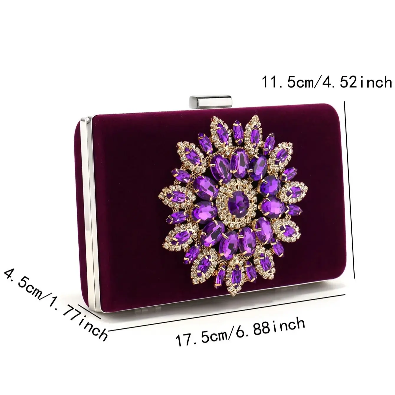 Crystal Flower Evening Clutch Bag for Women with Rhinestones