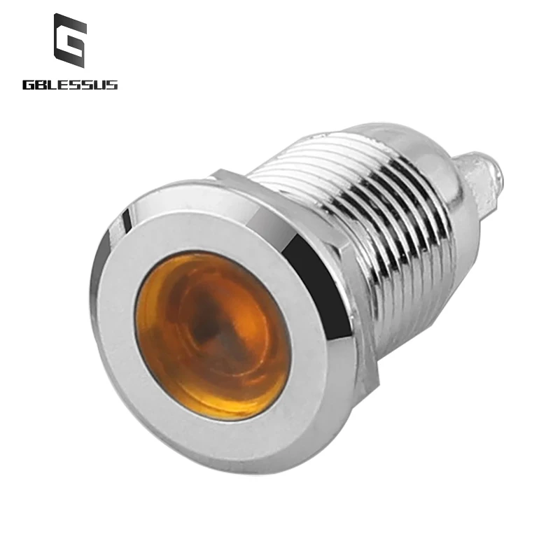 

1pc 12mm Metal Indicator Light With wire 150mm Waterproof Power Signal Light 5v/12v/24v/220v LED IP66 IK10