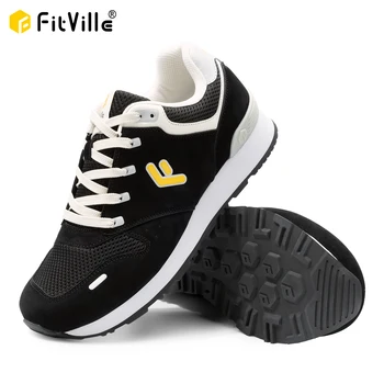 FitVille 남성용 와이드 스니커즈, 가벼운 통기성 운동화, 부은 발 아치 지지대 쿠션 조깅 트레이닝 슈즈