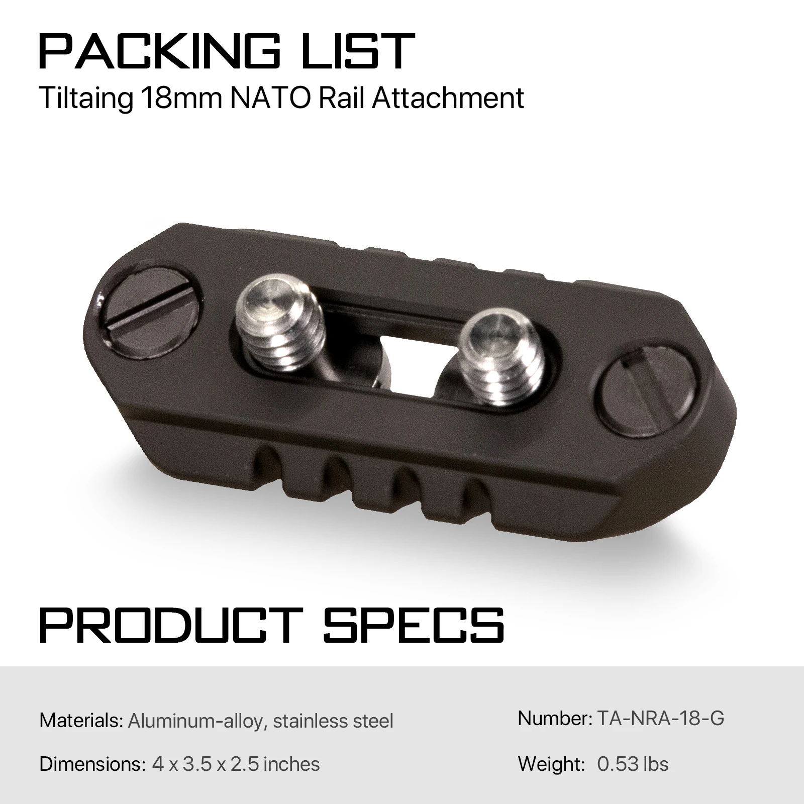 tilta natoレール付き左サイドハンドル+左natoアタッチメント Tilta TA-XSH3-TG Tilta Xeno Side Handle (NATO) - Titanium Gray