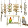 7PCS Set Combination Parrot Bird Toys Wood Articles Bite Pet Bird Toys For Parrot Training Bird Toy Swing Ball Bell Standi 1