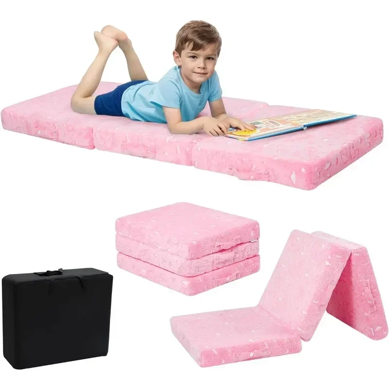 Tri Folding Foam Floor Mat for Children, Foldable Bed Portable Memory Mattress
