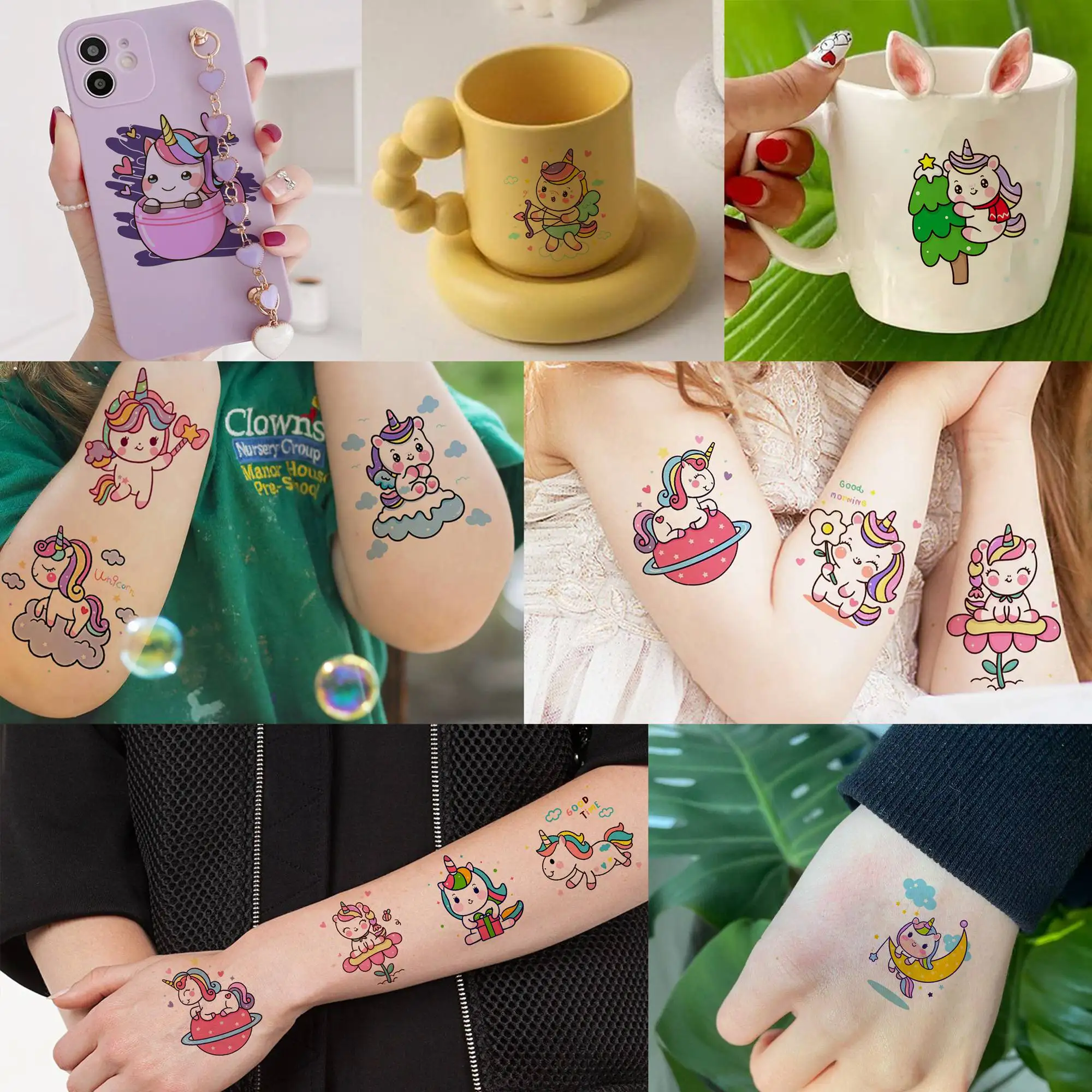 Tattoo Sticker Temporary Tattoos 50 PCS Cute Unicorn Temporary Tattoos For Girls Kids Face Waterproof Fake Tattoo Sticker Cartoon Birthday Gifts Tatoos Body Art