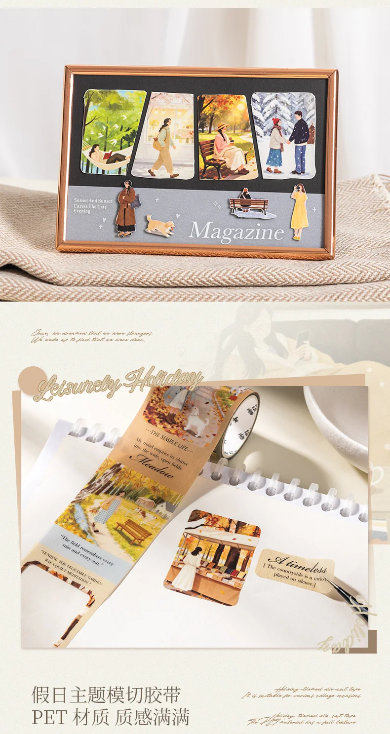 Journal GO 4,5x200cm Freizeit- und Urlaubsthemen PET-Stanzaufkleber für Tagebuch, Scrapbook, DIY-Fotorahmen-Dekoration – Detail 3