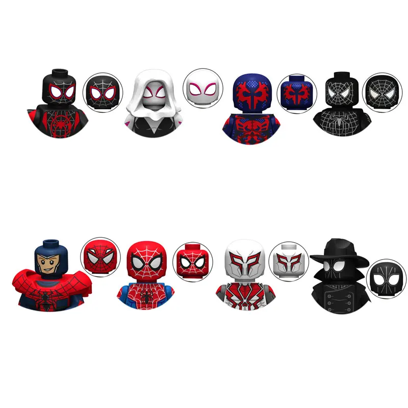 Spider Series White Spider Metal Spider Anime Bricks Disney Anime Dolls Mini Action Toy Figure Assemblare Blocchi