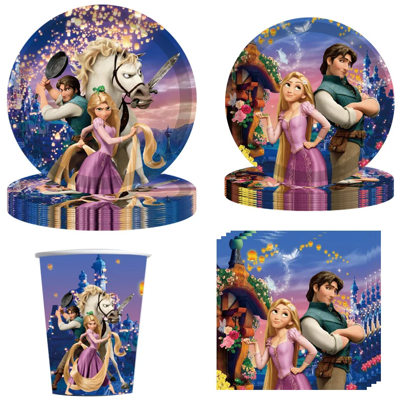 Kit Decorazioni Compleanno Rapunzel 80 Pezzi - Palloncini, Stoviglie, Sfondo, Per Feste Bambina - Foto 2