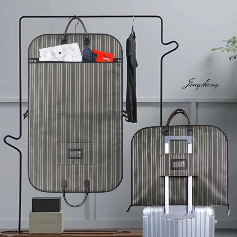 Fashion Striped Man Suit Carrier Garment Bag For Men's Suit Clothes Organizer Suit Bag Waterproof Travel Carry On Suit Holder 2