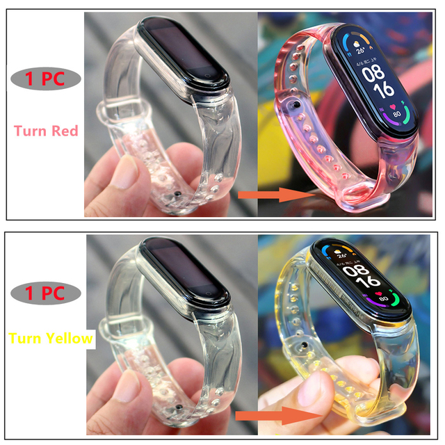 Color Change Strap For Xiaomi Mi band 5 6 Replacement Smart watchband Bracelet for Mi band 6 5 Strap Wristbands Pulseira
