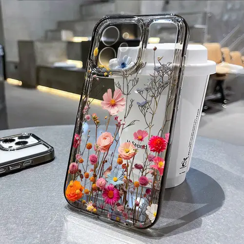Flower Phone Case For iPhone 16 15 13 11 14 12 17 Pro Max 16E XS XR 7 8 Plus SE Shockproof Transparent Cover Silicone Soft Funda - Image 8