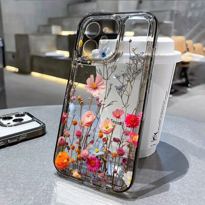 Flower Phone Case For iPhone 16 15 13 11 14 12 17 Pro Max 16E XS XR 7 8 Plus SE Shockproof Transparent Cover Silicone Soft Funda - Image 8