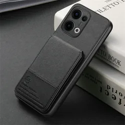 Luxury RFID Blocking Leather Card Holder Case with Stand for Reno 15 FS 5G (Black)