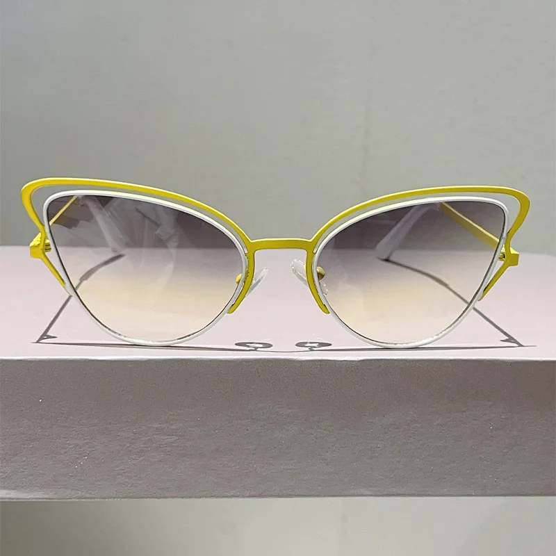 Vintage-Brille mit ausgehöhltem Rahmen, Anti-Blaulicht-Brille für Damen, neue Mode, Patchwork-Cat-Eye-Brille, Rahmen, Sonnenbrille – Detail 19