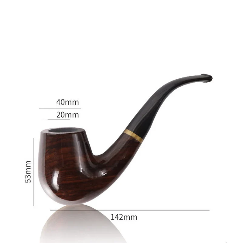 Tobacco Pipe Smoking Pipe Herb Smoking Pipe 9MM Filter Solid Wood Dry Pipe Smoking Craft Brown Ebony Smooth Engraved Handmade Tobacco Pipe