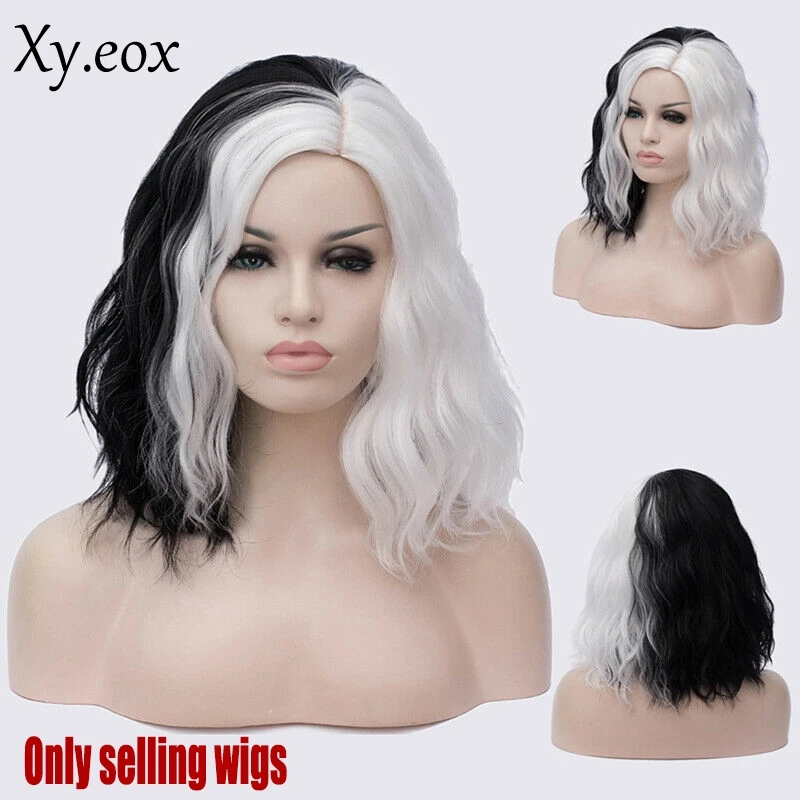 

Sexy Short Curly Fancy Dress Wigs Cosplay Party Costume Ladies Wig Black White