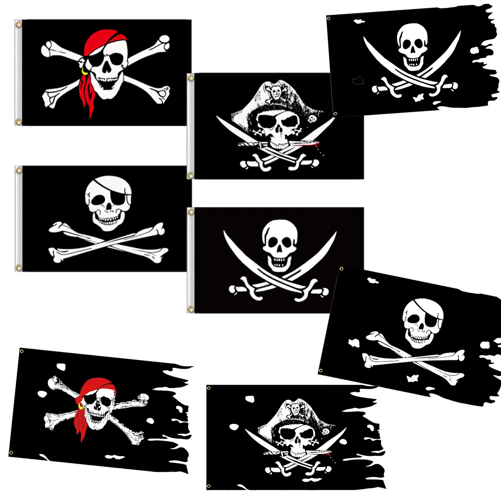 

90*150CM Pirate Flag Skull Flag Huge Skull and Cross Crossbones Jolly Roger Banner Halloween Quality Polyester Decor Flag 3x5Fts