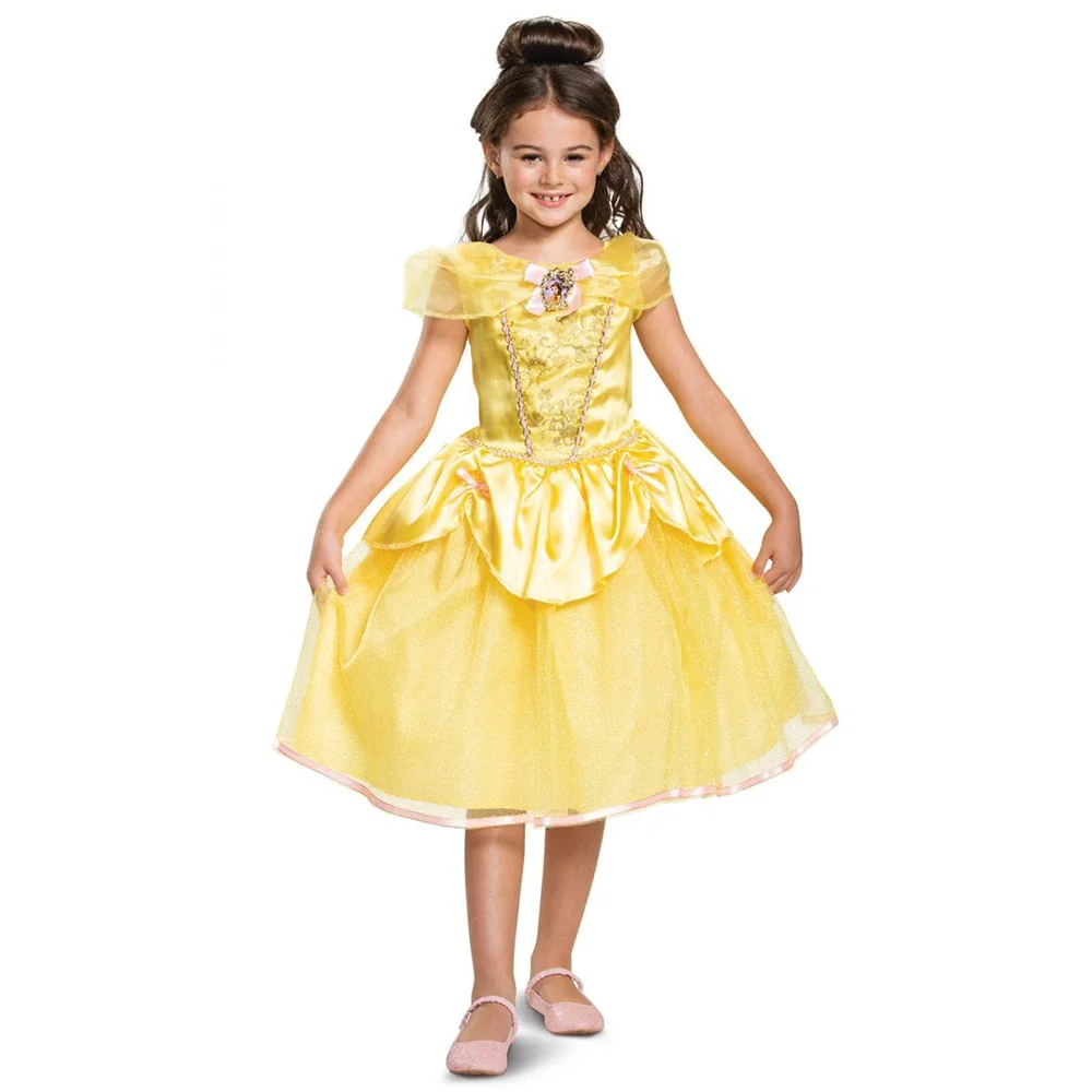 

2019 Belle Princess Cosplay Costumes Beauty and the beast Costume for Girl Dress Up Children Costume for Halloween party Dress
