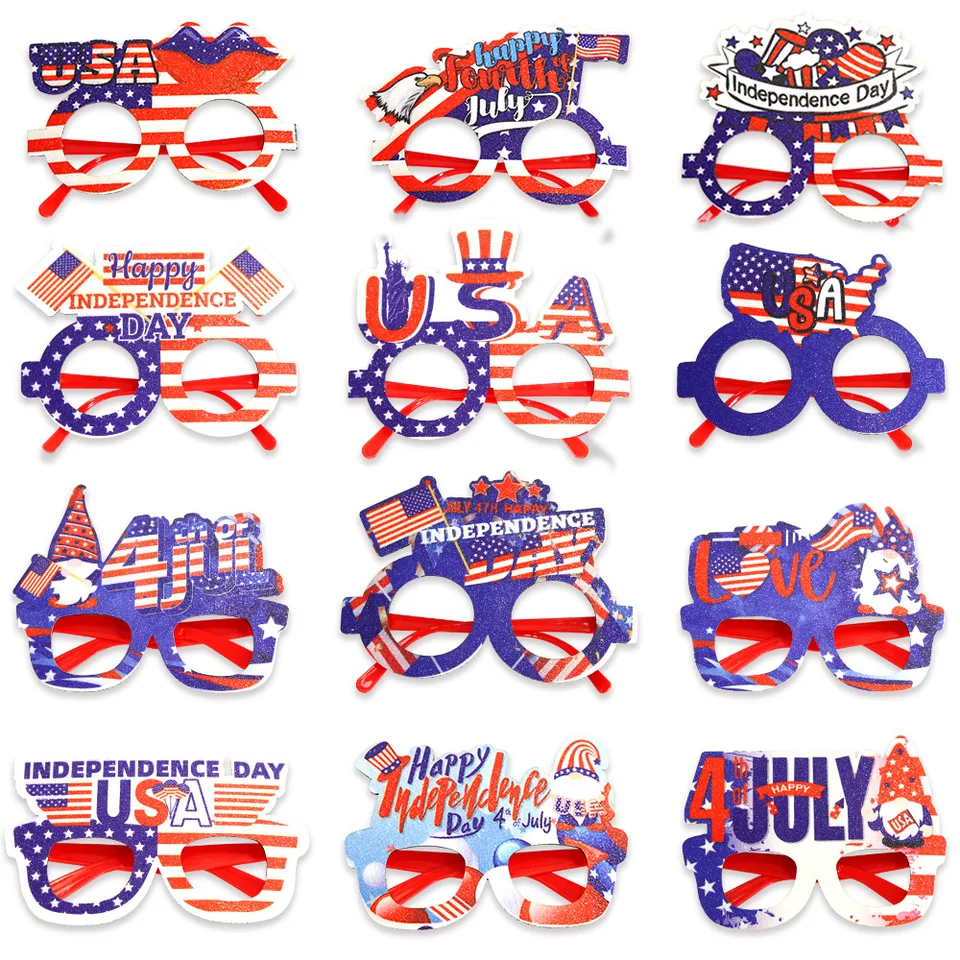 TDEOK Occhiali da sole con bandiera americana, 4 luglio, decorazioni patriottiche, accessori per feste, giorno dell'indipendenza, giorno della memoria patriottica, bandiera americana classica (oro