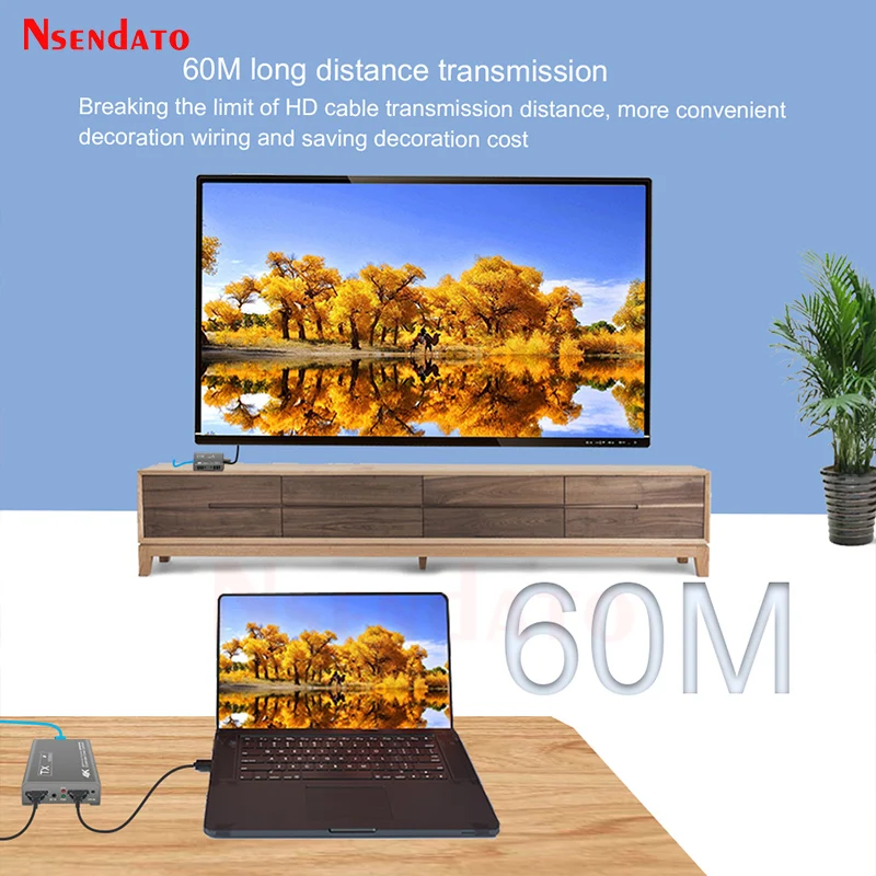 HDMI Extender 60M Over RJ45 4K 60Hz 60M Extender HDMI Video Audio to RJ45 Network Extension cable Extender For PS4 TV PC