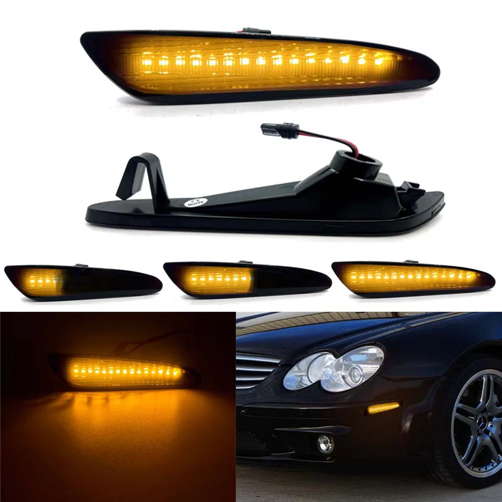 2X Dynamic Full LED Bumper Side Marker Lights For 03 06 Mercedes Benz