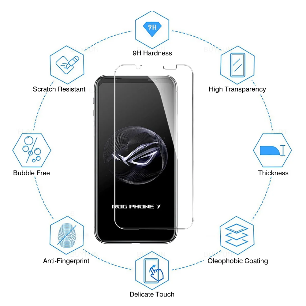 Asus ROG Phone 7 용 3Pcs 강화 유리 Asus ROG Phone 7 용 Rog7 화면 보호기 Ultimate Protective Glass Film 10H Clear