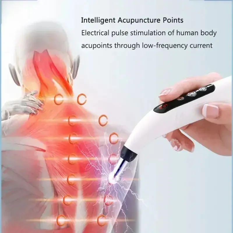 Electric Acupuncture Point Massage Pen Therapy Electronic Meridian Energy Pen Pain Relief Laser Head Back Neck Leg Body Massager