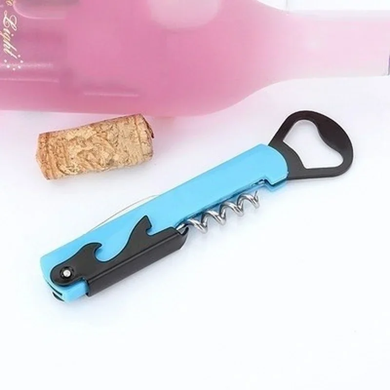 1Pcs Steel Metal With Plastic Handle Home Party Multifunctional Wine Opener Beer Bottle Cap Opener Corkscrew Corkscrew Stainless