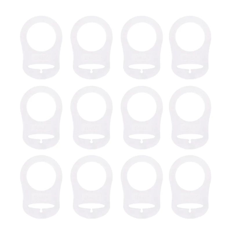 

12pcs Clear Silicone Button Ring Dummy Pacifier Holder Clip Adapter Dummy Clip Adapter Suitable for Baby MAM Soothers