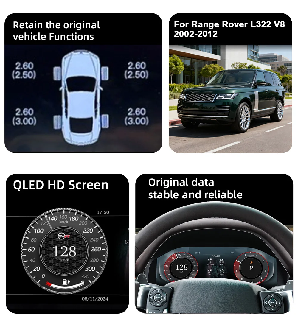 Digital Instrument Cluster For Land Rover Range Rover V8 2002-2012 Speedometer,D
