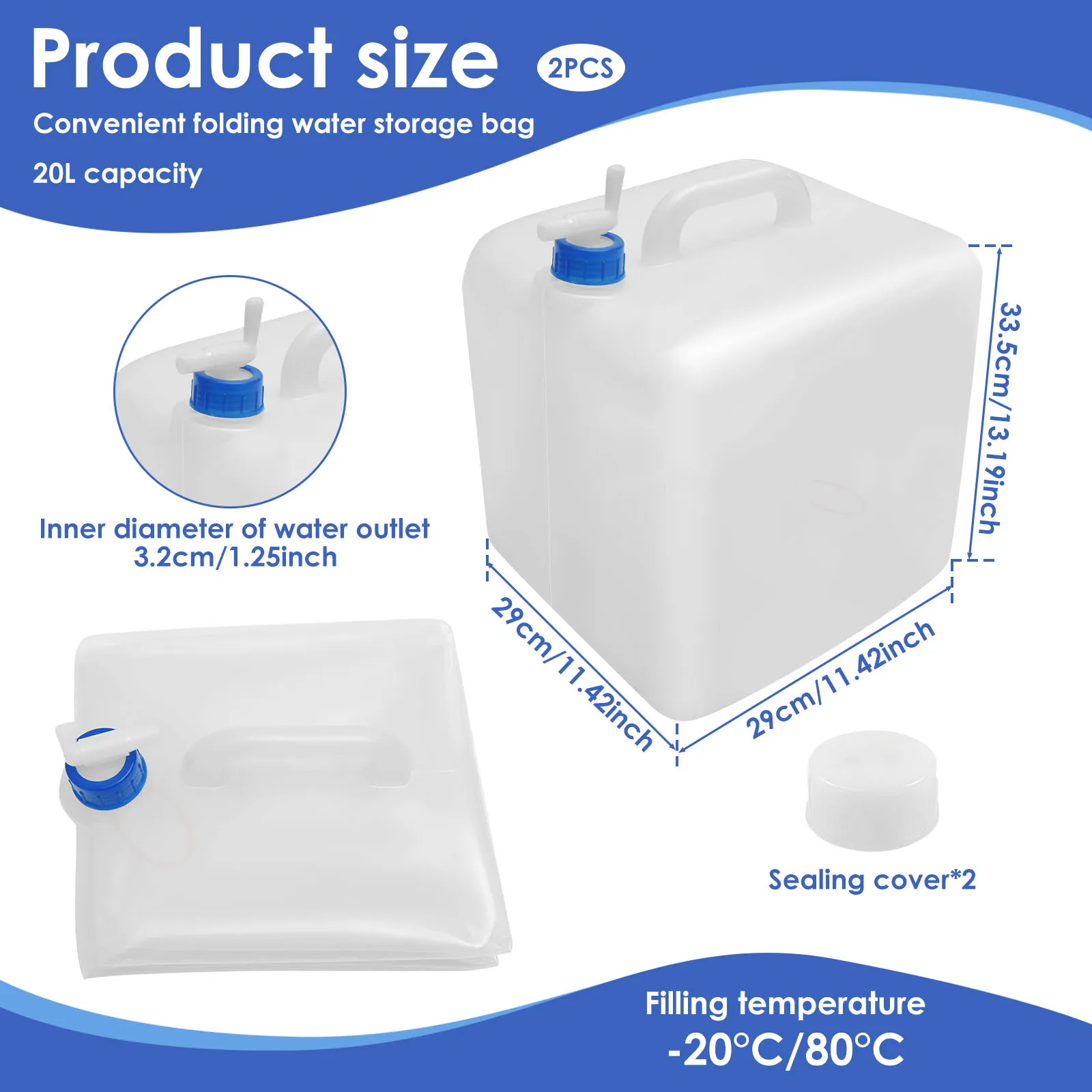 Contenedor de agua potable plegable de 20L con espiga, bolsas de  almacenamiento de agua portátiles de gran capacidad para acampar al aire  libre y senderismo, 2 uds. - AliExpress