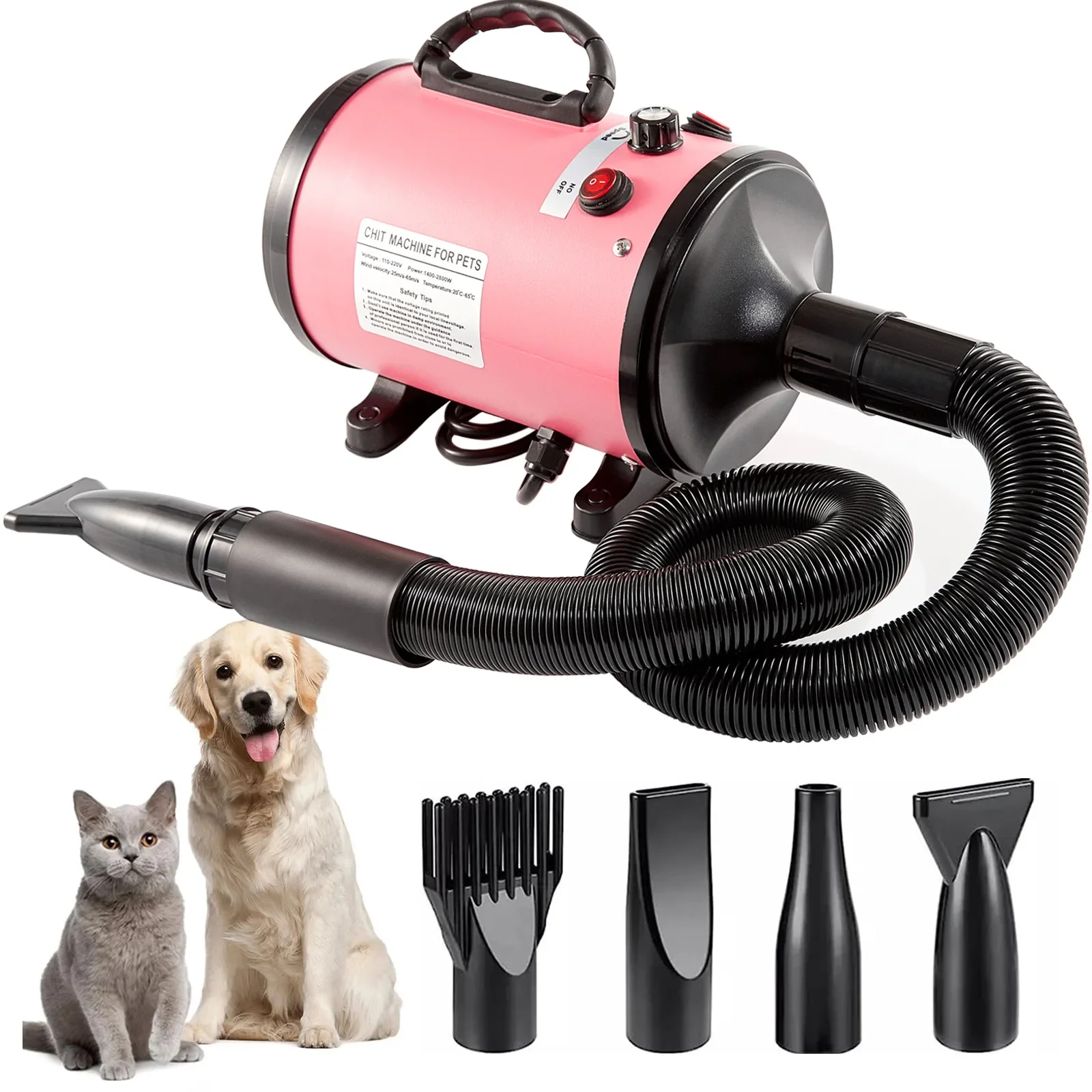 2800W Pet Grooming Dryer Adjustable Speed Temperature Control Dog Blow Dryer Quick Drying High Power Pet Cat Dog Bath Hair