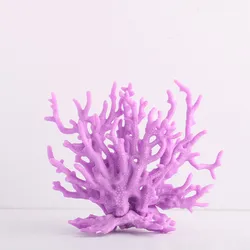 Vibrant Resin Aquarium Coral Ornament and Simulated Plant (PURPLE)