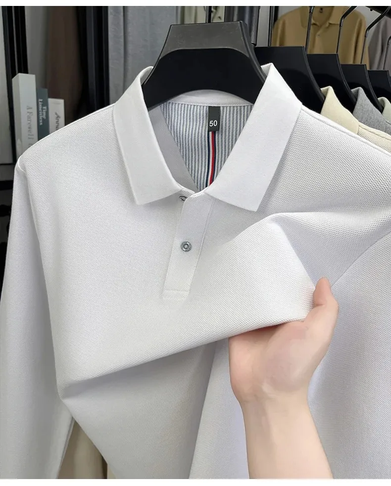 Men’s solid color long sleeve polo shirt for travel