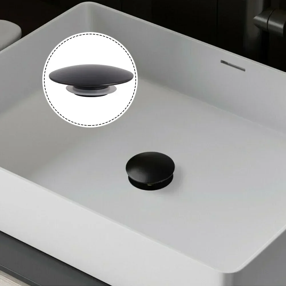 Bathroom Sink Plug 66mm Brass Matte Black M8 Pop Up Push Button Click Clack For Bathtubs