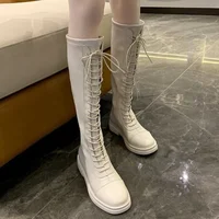 Footwear Elegant with Low Heels Ladies Boots Lace-up Shoes for Women Laces Black 2025 New Waterproof Winter Novelty Hot Fashion - Image 2