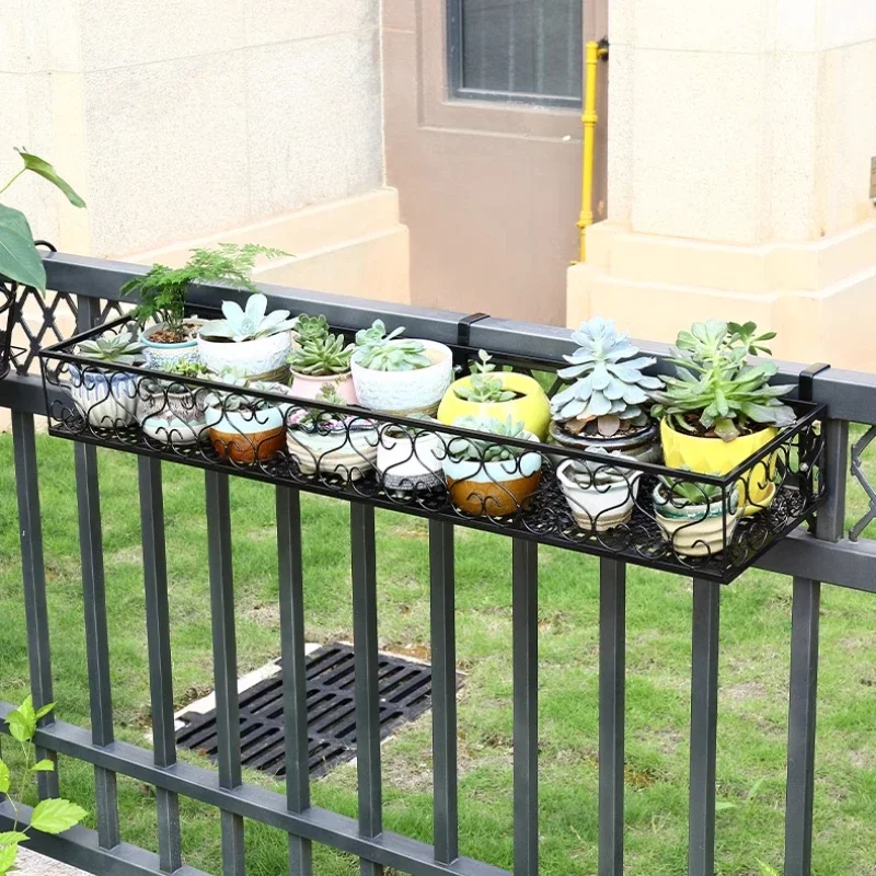 Window Plant Stand Balcony Hanging Style Flower Pots Holder Fence Railing Succulent Flower Rack Indoor Gardening Storage Rack storage rack plant stand wooden flower shelf