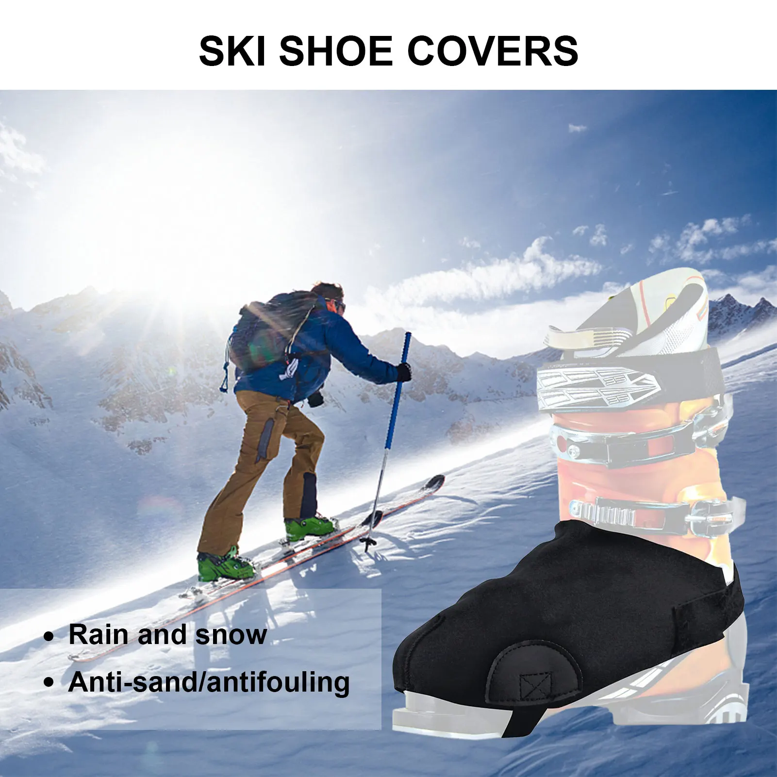 Fundas para botas de esquí para mayor calidez y comodidad, guantes de botas  de esquí de nieve para esquí, cubierta hecha de material de neopreno para