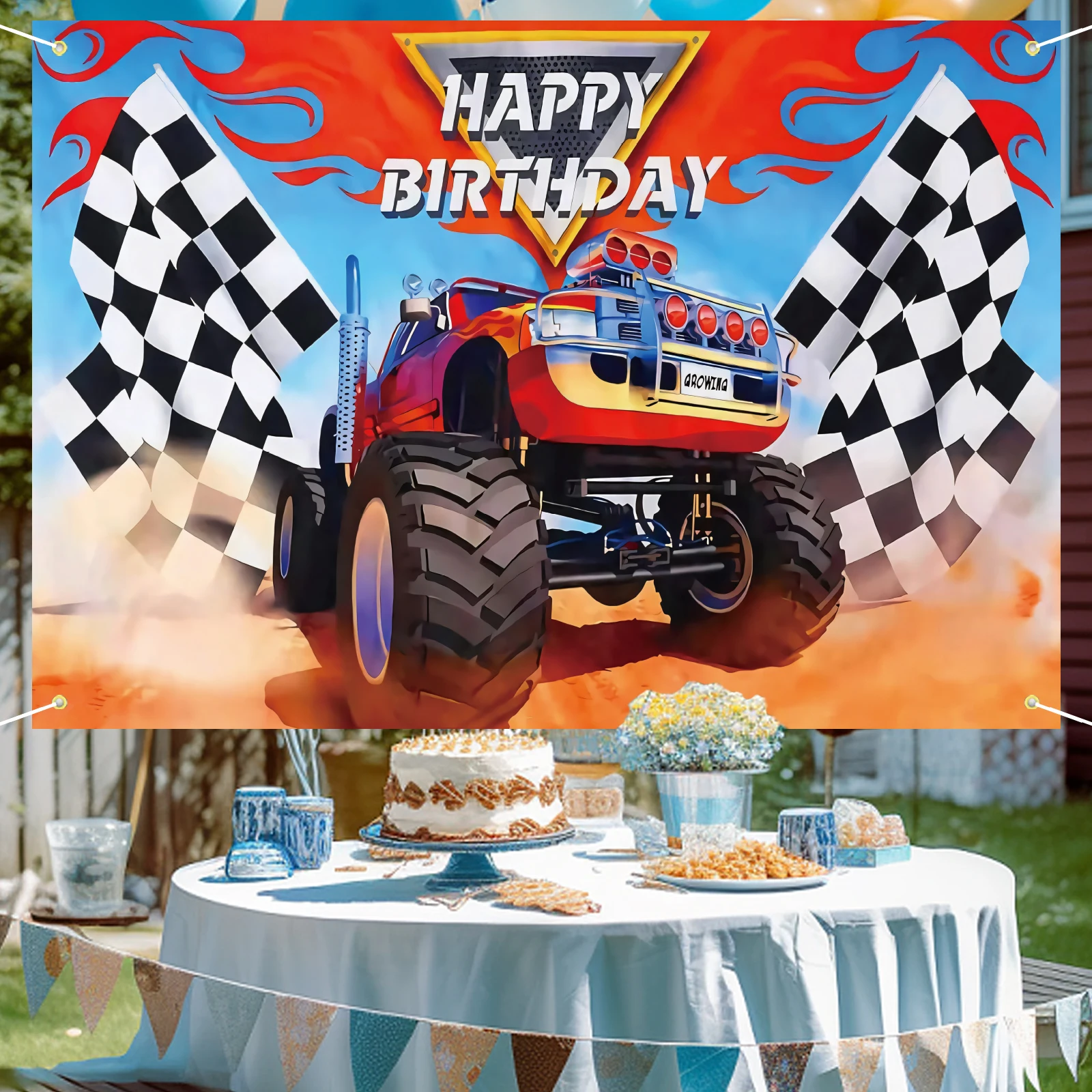 Monster Truck Party Supplies Backdrop
