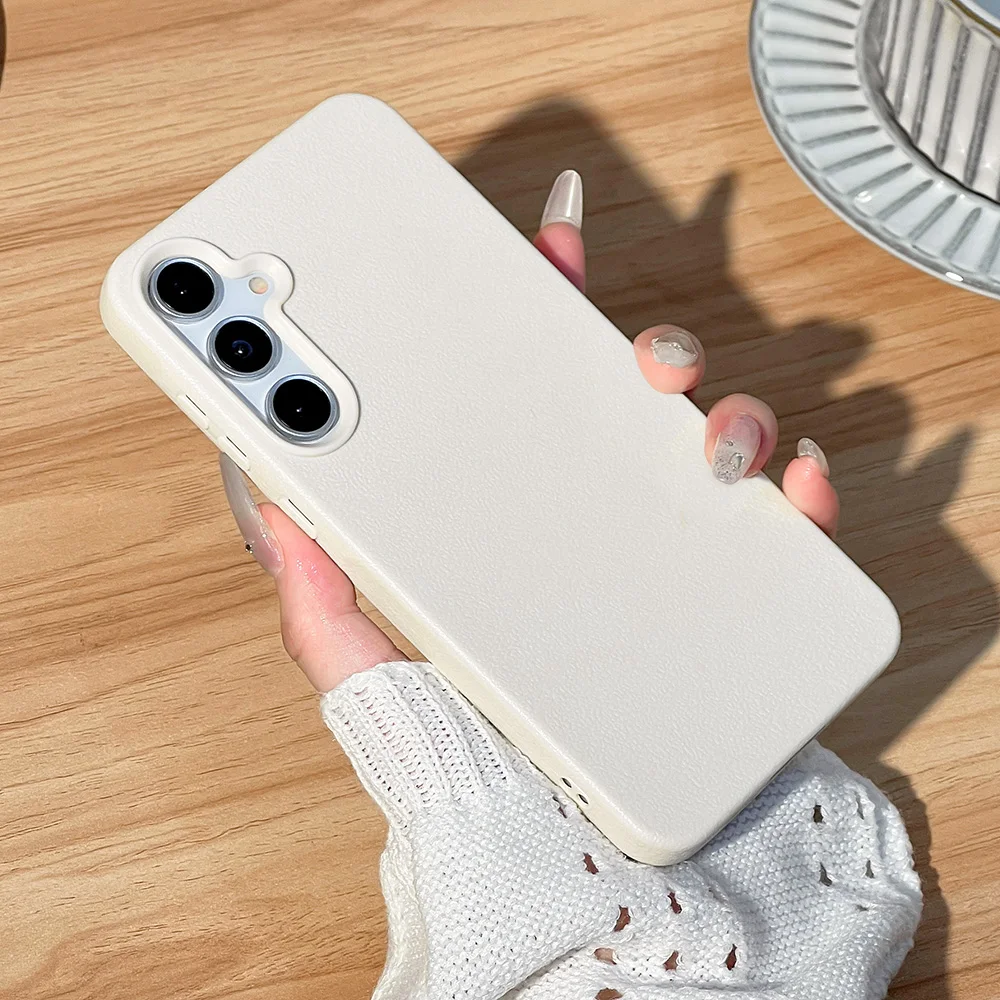 Matte Solid Color Leather Shockproof Phone Case - Soft Protective Cover