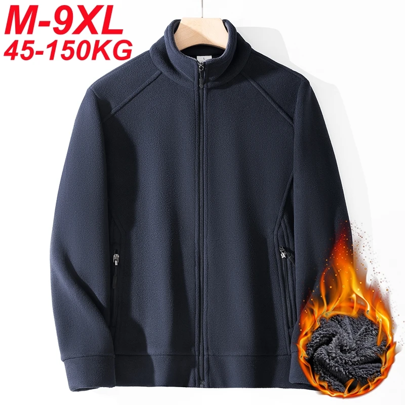 겨울 남성용 대형 사이즈 재킷 코트 두꺼운 따뜻한 남편용 폴라 플리스 아우터웨어 플러스 빅 9XL 8XL 7XL 후드 윈드브..