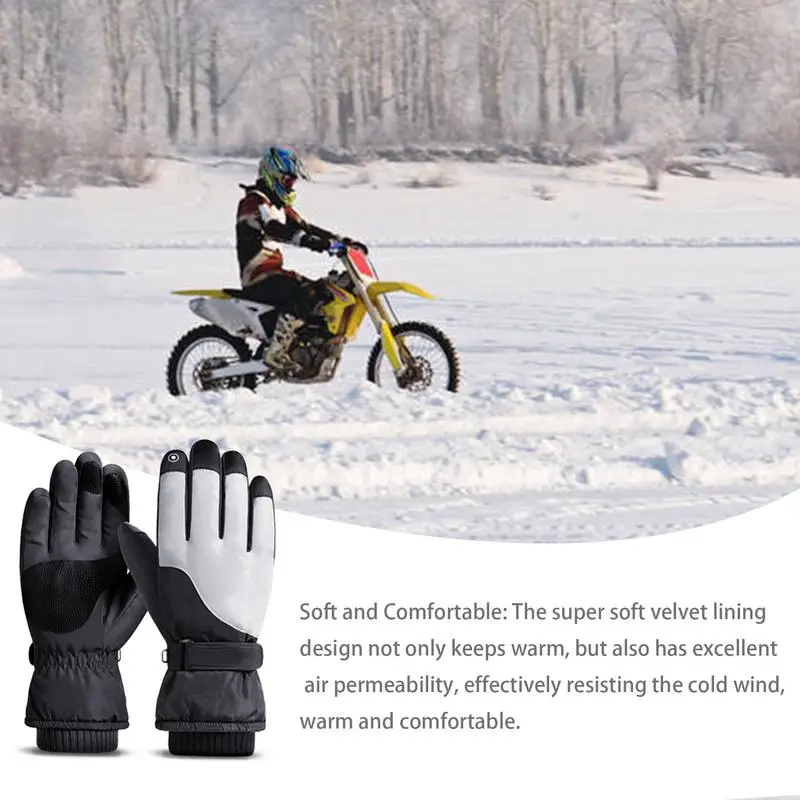 Snowboard Gloves Mittens Thermal Ski Snow Gloves Women's Waterproof Winter With Wrist Guard Ski Cold Weather