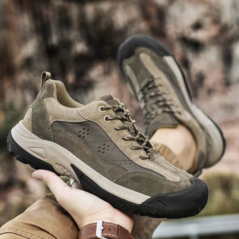 Golden Sapling 2025 Men's Casual Shoes Spring Summer Outdoor Hiking Sneakers Retro Splicing Leather Mesh Climbing Footwear Male 4