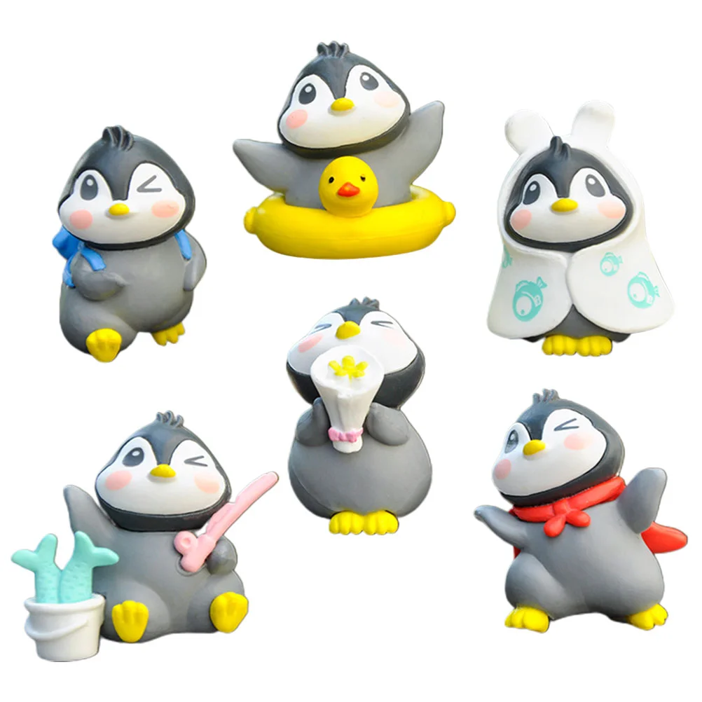 

6 Pcs Sea Animal Toys Penguin Ornaments Micro Figurine Miniature Decoration Accessories Small Figure Statue Child