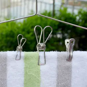 Unique Bargains Multi-Purpose Stainless Steel Pegs Hanging Hole Clothes Pins Clips Hanger 20pcs - Silver Tone