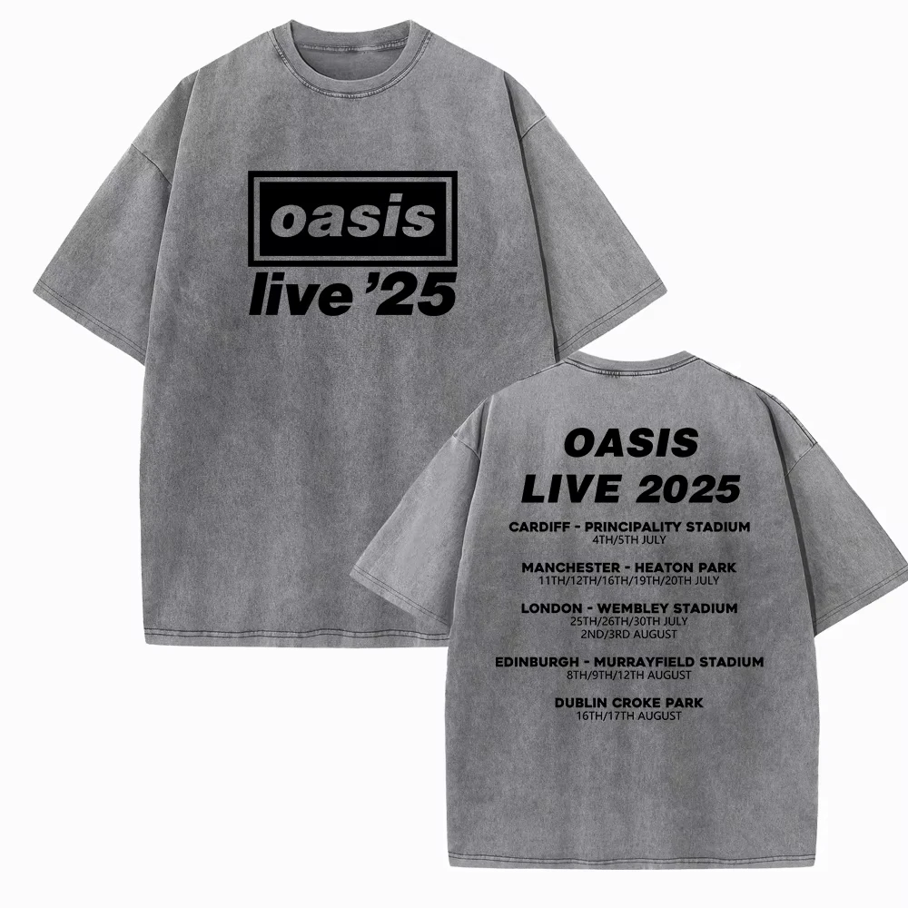 Men OASIS Live 25 Tour 2025 Vintage Summer Short Sleeve