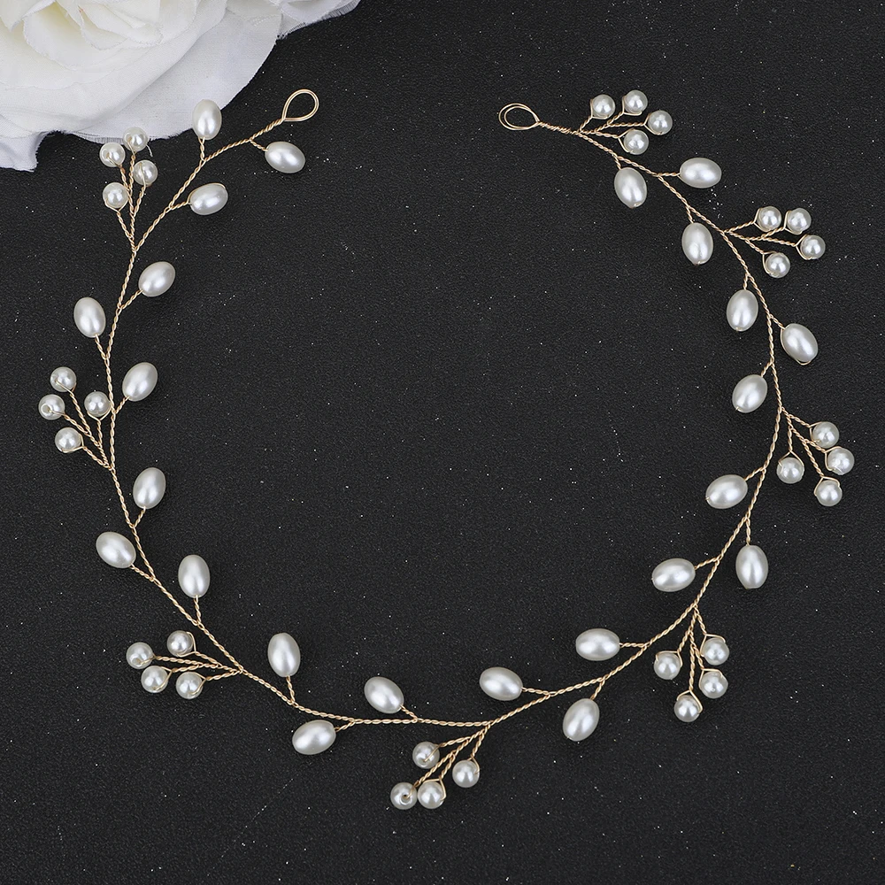 Pearl Headband Wedding Head Jewelry Silver Bridal Hair Accessories Gold Tiaras Bridesmaid Headpieces