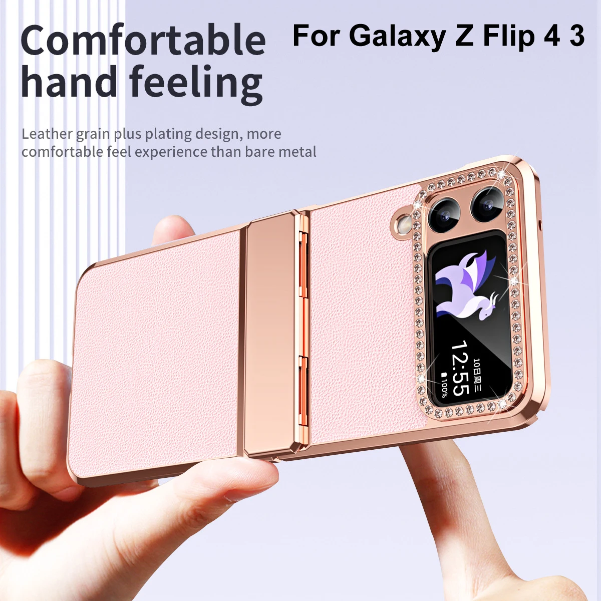 

Electroplating Plain Skin Phone Case For Samsung Galaxy Z Flip 4 3 Flip4 Flip3 5G Hinge Protection Anti-drop Cover